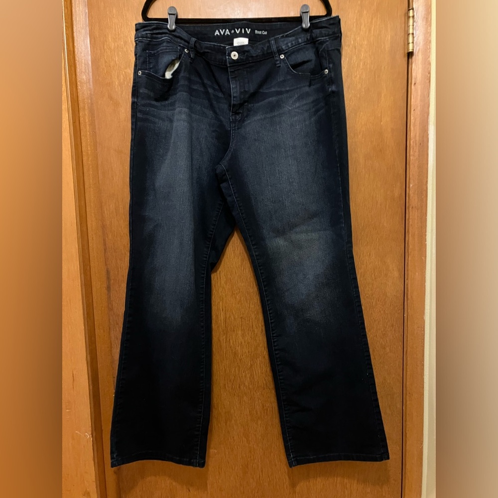 Ava & Viv Women's 20W Boot Cut Denim Jeans Dark Wash